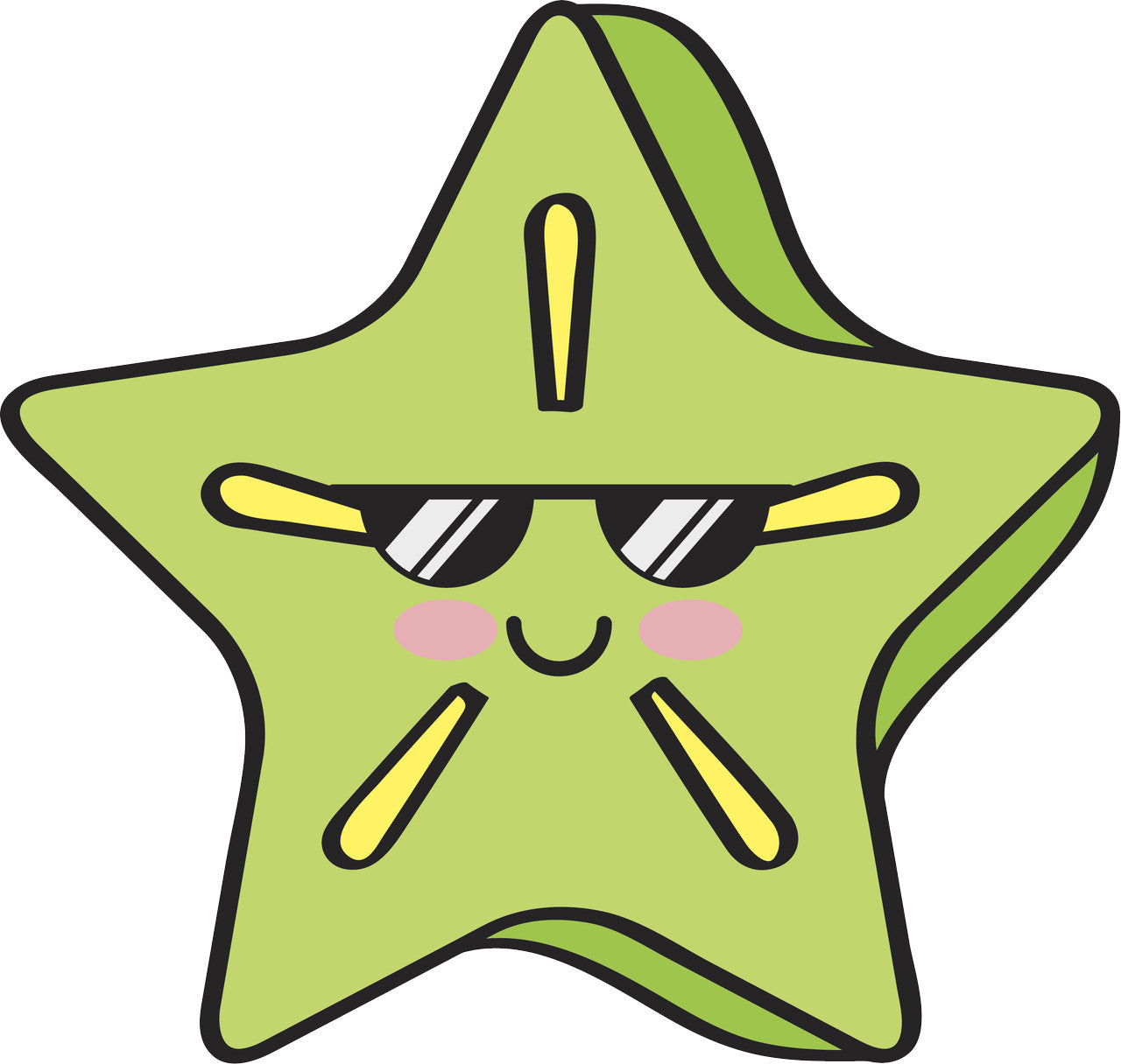 Cool Happy Starfruit Cartoon Emoji Vinyl Decal Sticker