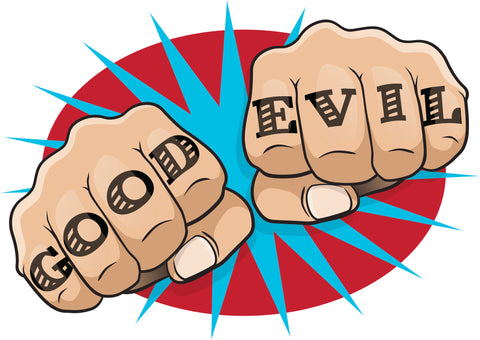 Cool Knuckle Tattoo Comic Fists Icon - Good Evil Vinyl Sticker
