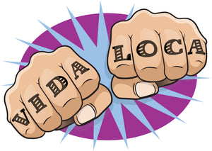 Cool Knuckle Tattoo Comic Fists Icon - Vida Loca Vinyl Sticker