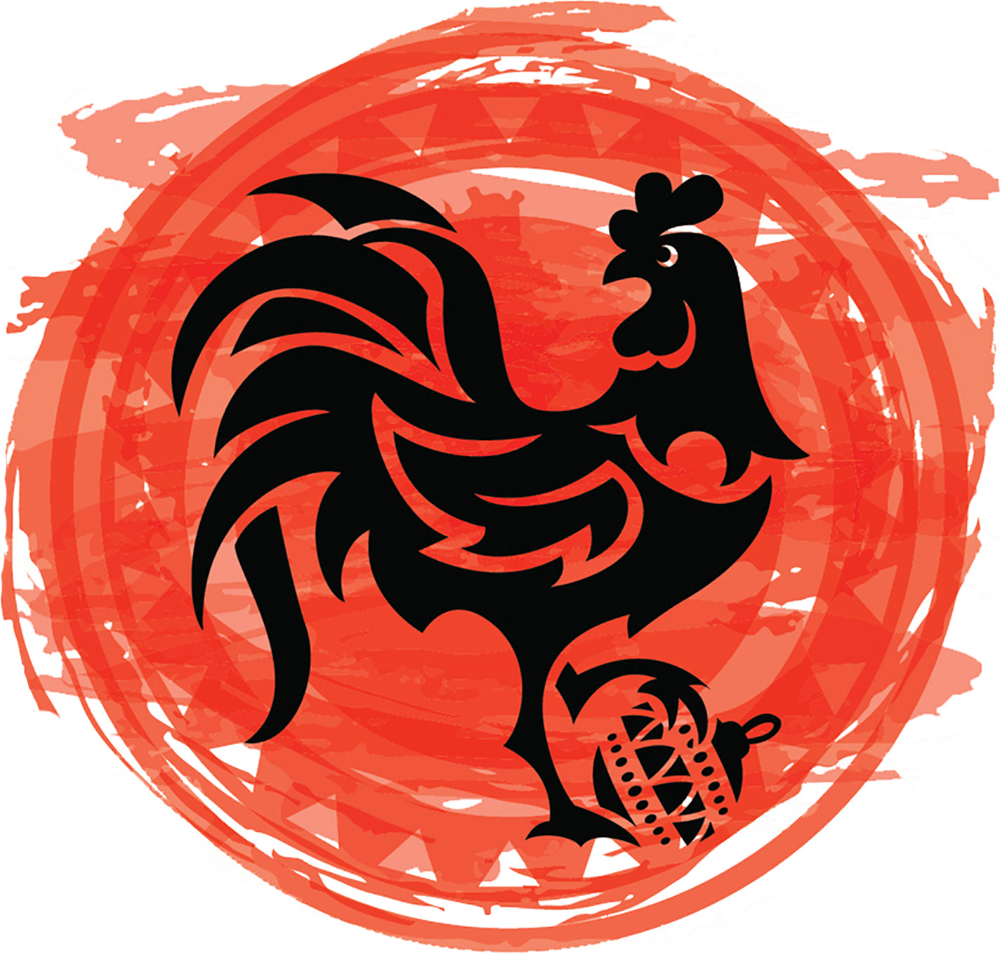 Cool Orange 2017 Year of the Rooster Asian Zodiac Cartoon Icon #4 Vinyl Sticker