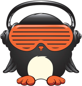 Cool Penguin with Headphones and Sunglasses Vinyl Sticker