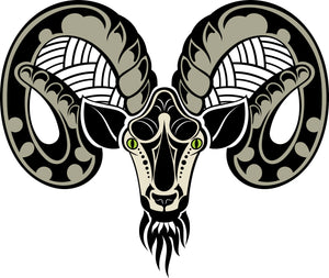 Cool Ram Goat with Goatee and Horns Vinyl Sticker
