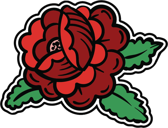 Cool Retro Vintage Asian Tattoo Style Art Violent - Red Rose Vinyl Sticker