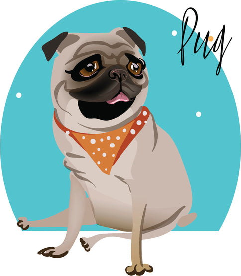 Cool Sassy Spoiled House Pet Cartoon Icon - Pug Puppy Dog Vinyl Decal Sticker