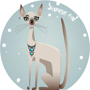 Cool Sassy Spoiled House Pet Cartoon Icon - Siamese Cat Vinyl Decal Sticker