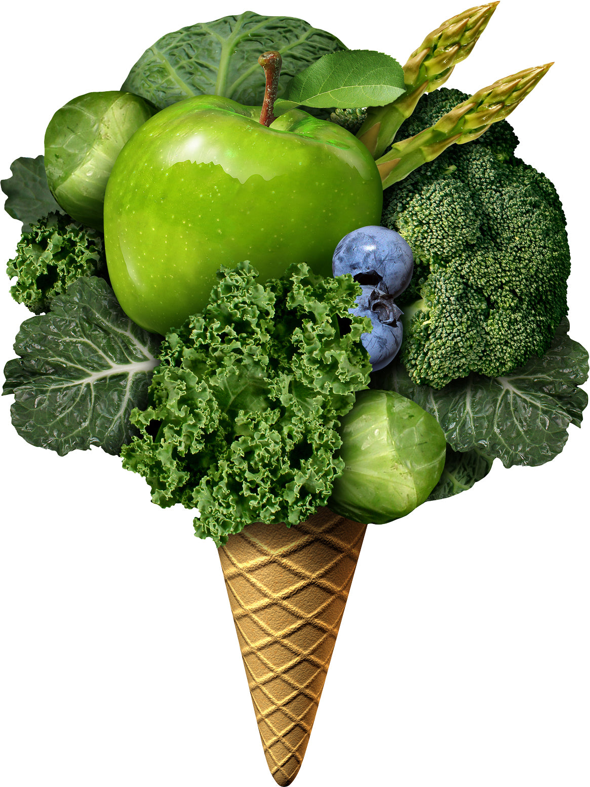 Cool Scoop of Food in Ice Cream Cone Art - Healthy Greens Vinyl Sticker