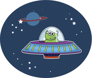 Cool Simple Alien Spaceship Outerspace Cartoon Icon Vinyl Sticker
