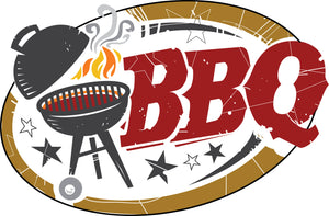 Cool Simple BBQ Barbeque Grill Cartoon Icon Vinyl Sticker