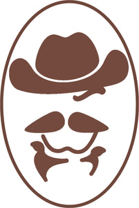 Cool Simple Brown Cowboy Face Silhouette Cartoon #5 Border Around Image As Shown Vinyl Sticker