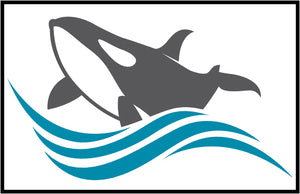 Cool Simple Nautical Ocean Waves Silhouette Cartoon Icon - Orca Whale #5 Border Around Image As Shown Vinyl Sticker