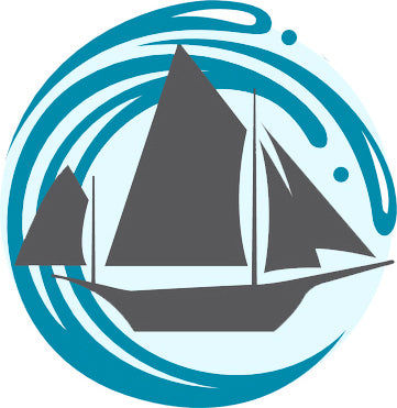 Cool Simple Nautical Ocean Waves Silhouette Cartoon Icon - Sail Boat #6 Vinyl Sticker