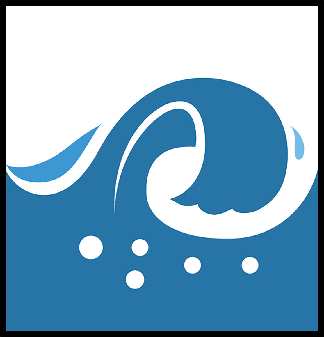 Cool Simple Ocean Sea Waves Cartoon Logo Icon #12 Border Around Image As Shown Vinyl Sticker