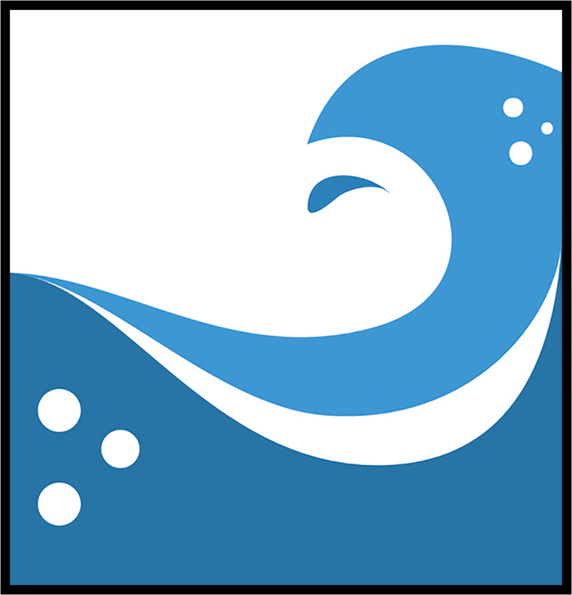 Cool Simple Ocean Sea Waves Cartoon Logo Icon #1 Border Around Image As Shown Vinyl Sticker