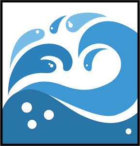 Cool Simple Ocean Sea Waves Cartoon Logo Icon #7 Border Around Image As Shown Vinyl Sticker