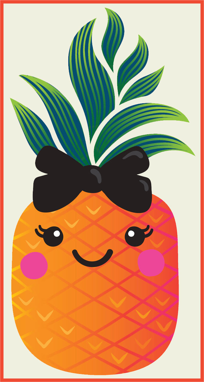 Cool Summer Pineapple Cartoon Art #3 Border Around Image As Shown Vinyl Sticker