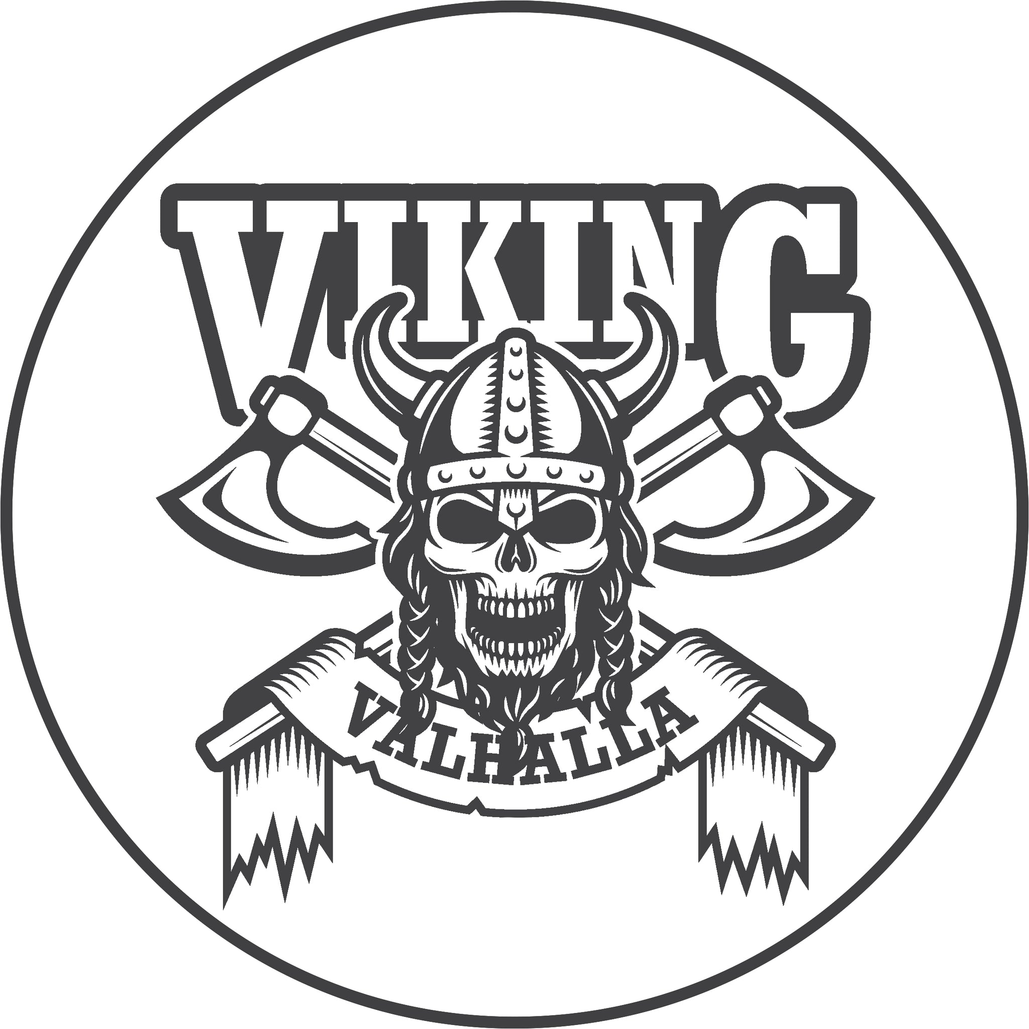 Cool Vintage Gray Cartoon Logo Icon - Viking Border Around Image As Shown Vinyl Decal Sticker