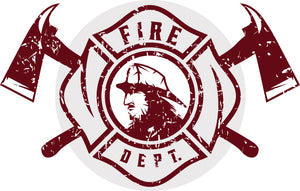 Cool Vintage Maroon Fire Department Cartoon Logo Icon Vinyl Decal Sticker