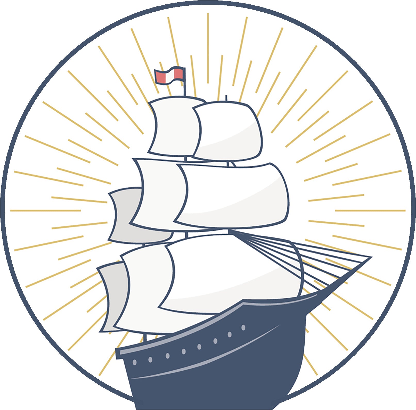 Cool Vintage Nautical Maritime Cartoon Art Logo Icon - Ship Border Around Image As Shown Vinyl Decal Sticker