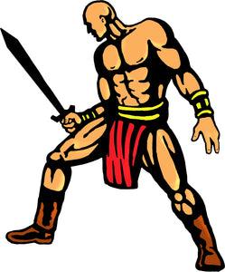 Cool Vintage Retro Spartan Gladiator Cartoon Vinyl Decal Sticker