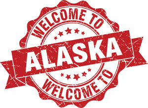 Cool Vintage Stamp Sign Cartoon Icon - Welcome to Alaska Vinyl Decal Sticker