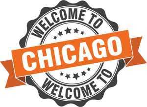 Cool Vintage Stamp Sign Cartoon Icon - Welcome to Chicago Vinyl Decal Sticker