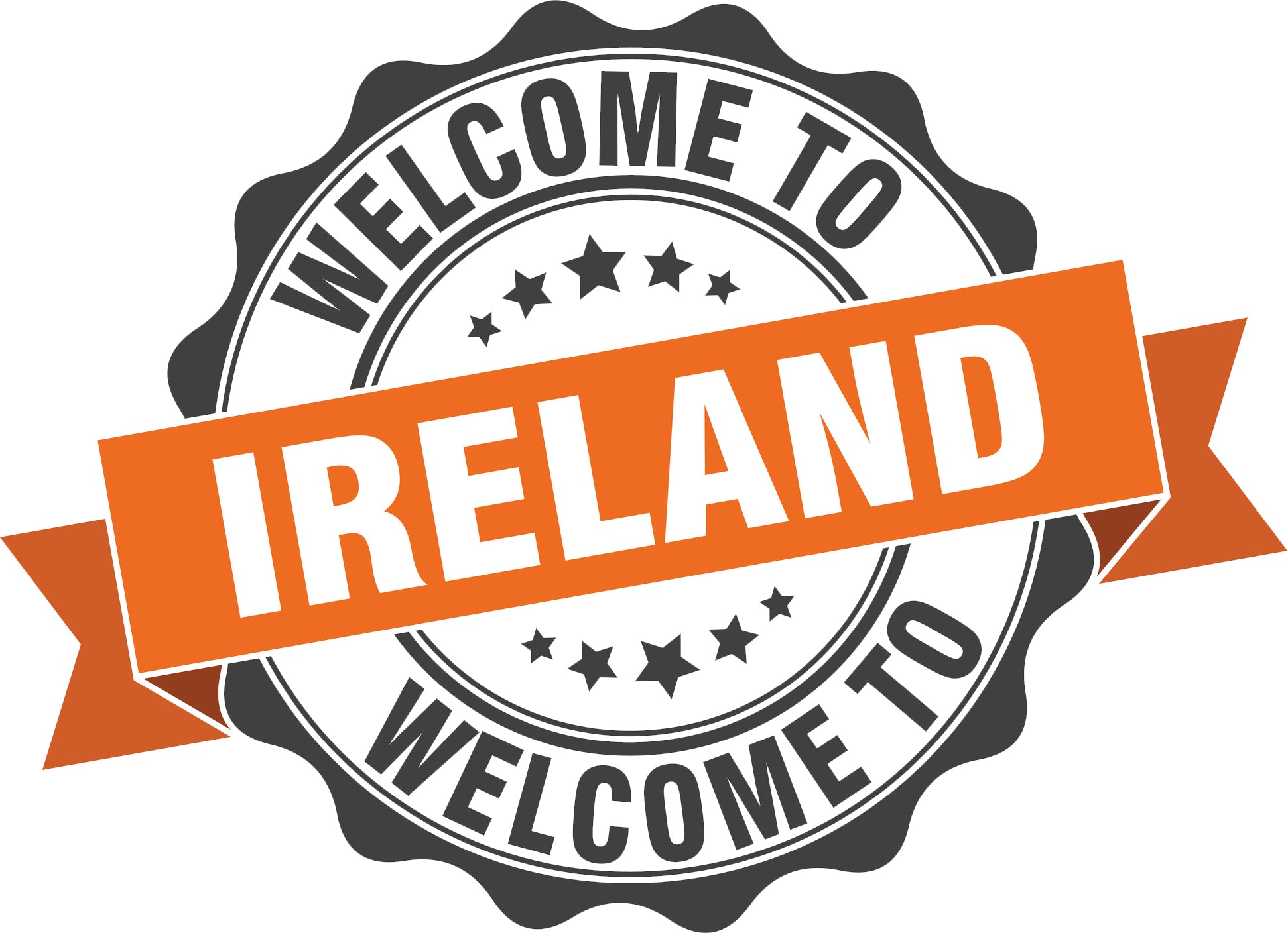 Cool Vintage Stamp Sign Cartoon Icon - Welcome to Ireland Vinyl Decal Sticker