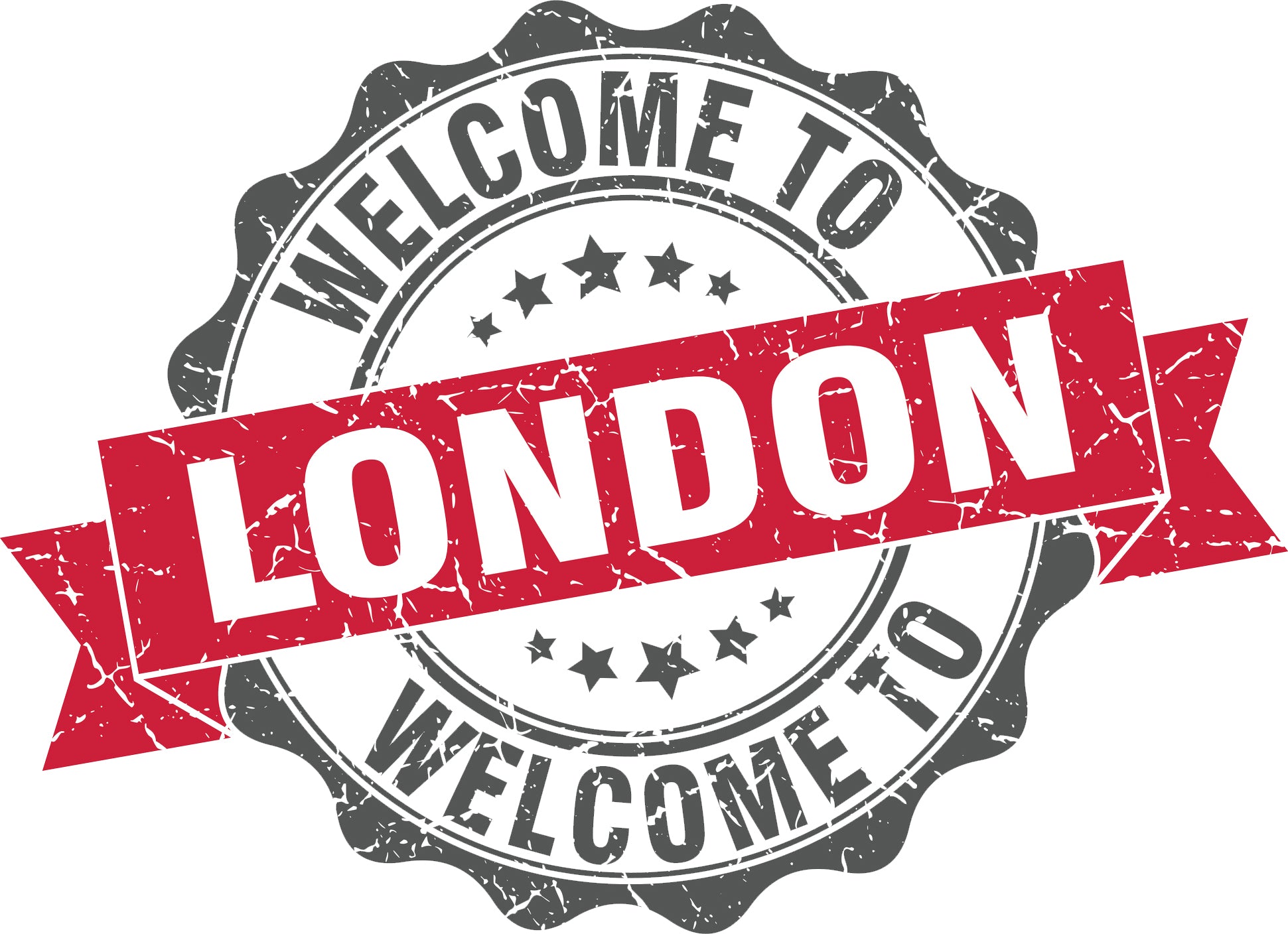 Cool Vintage Stamp Sign Cartoon Icon - Welcome to London Vinyl Decal Sticker