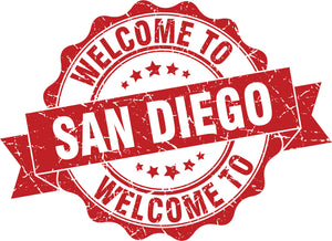 Cool Vintage Stamp Sign Cartoon Icon - Welcome to San Diego Vinyl Decal Sticker