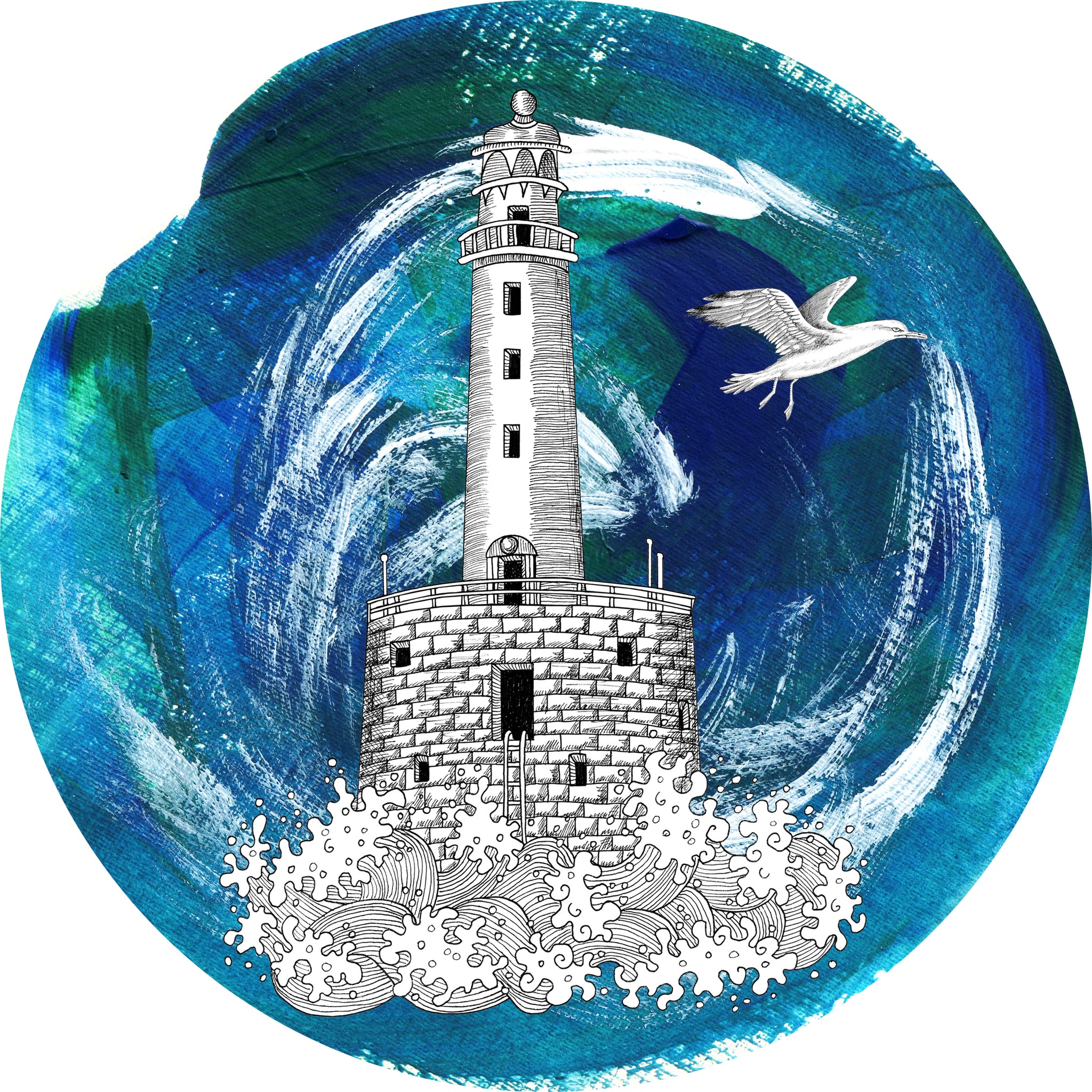 Cool Watercolor Paint Castle Lighthouse Art Vinyl Decal Sticker