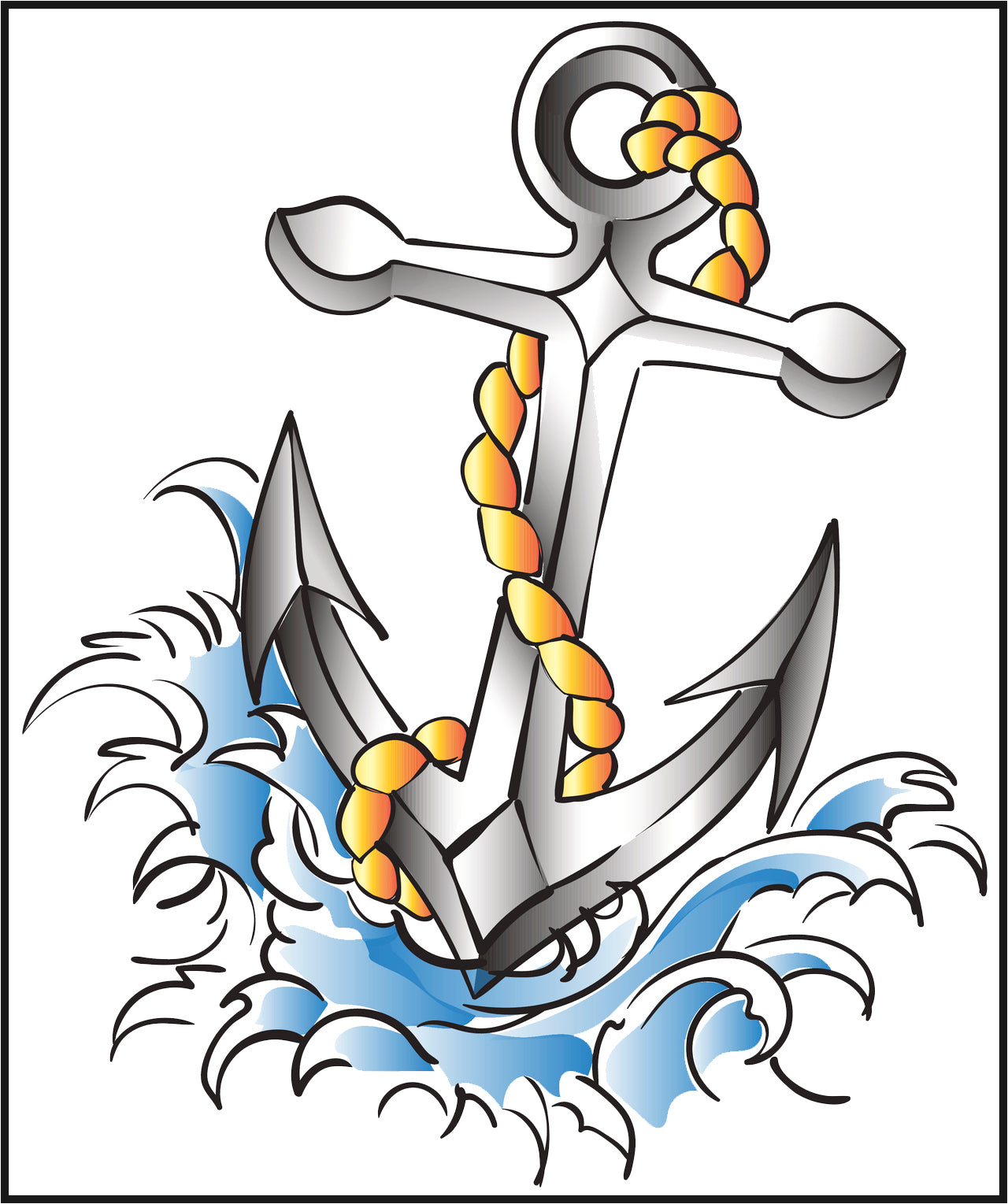 Cool Watercolor Water Anchor Tattoo Vinyl Decal Sticker