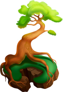 Cool Whimsical Floating Island with Tree Cartoon - Green Vinyl Decal Sticker