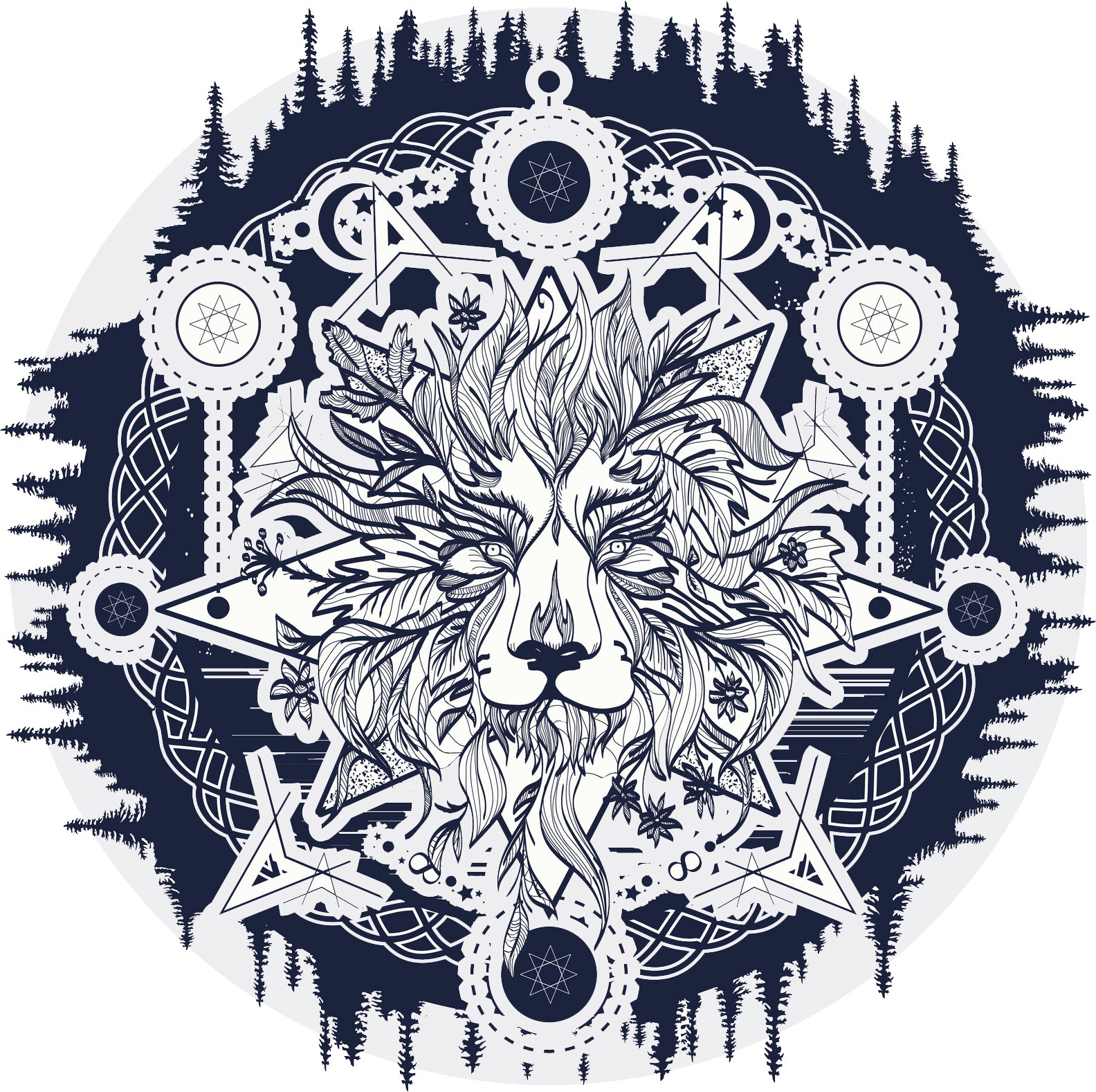 Cool Wild Lion Wilderness Compass Icon Vinyl Decal Sticker