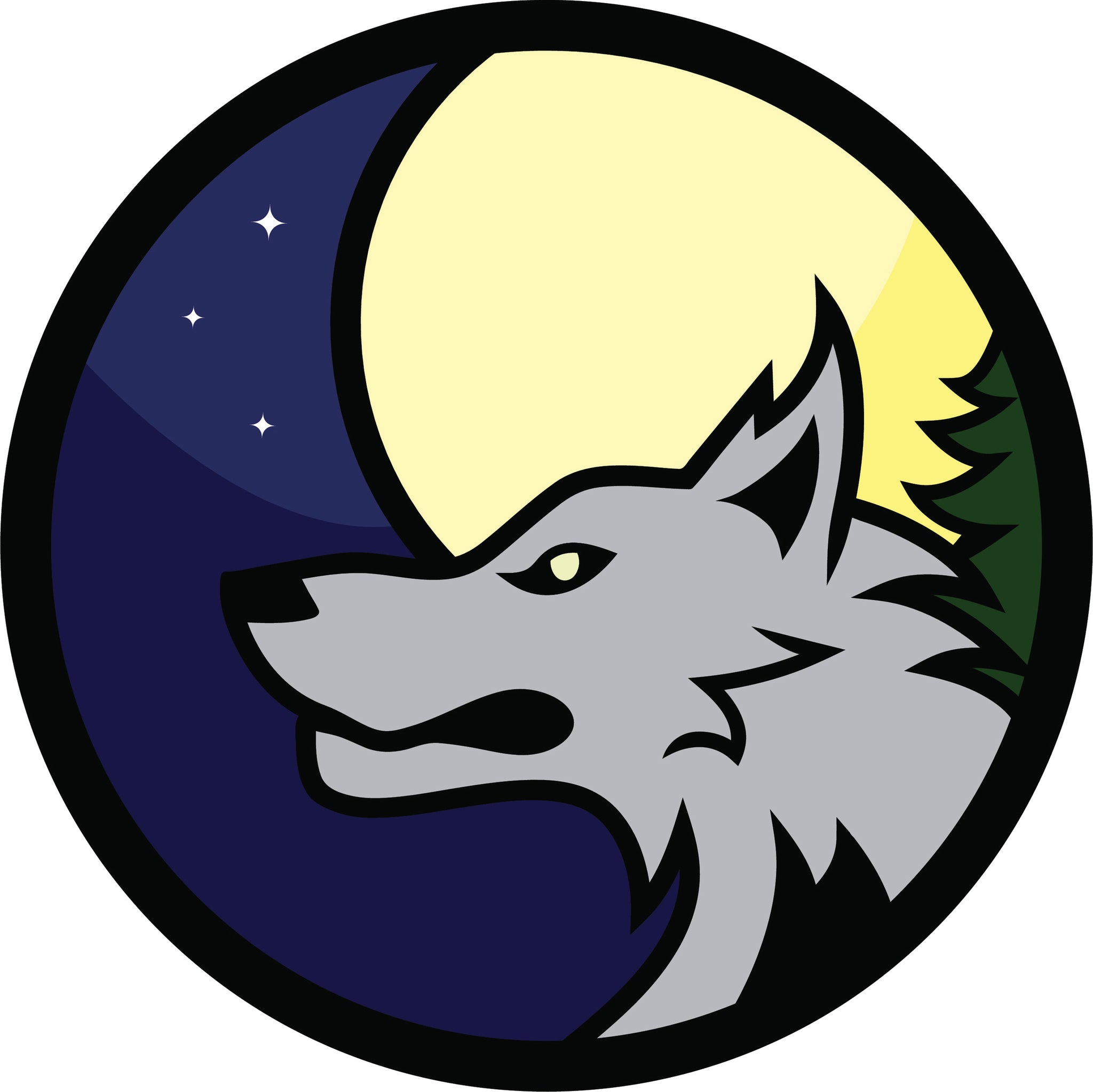 Cool Wolf in Forest Wilderness Cartoon Icon #2 Vinyl Decal Sticker