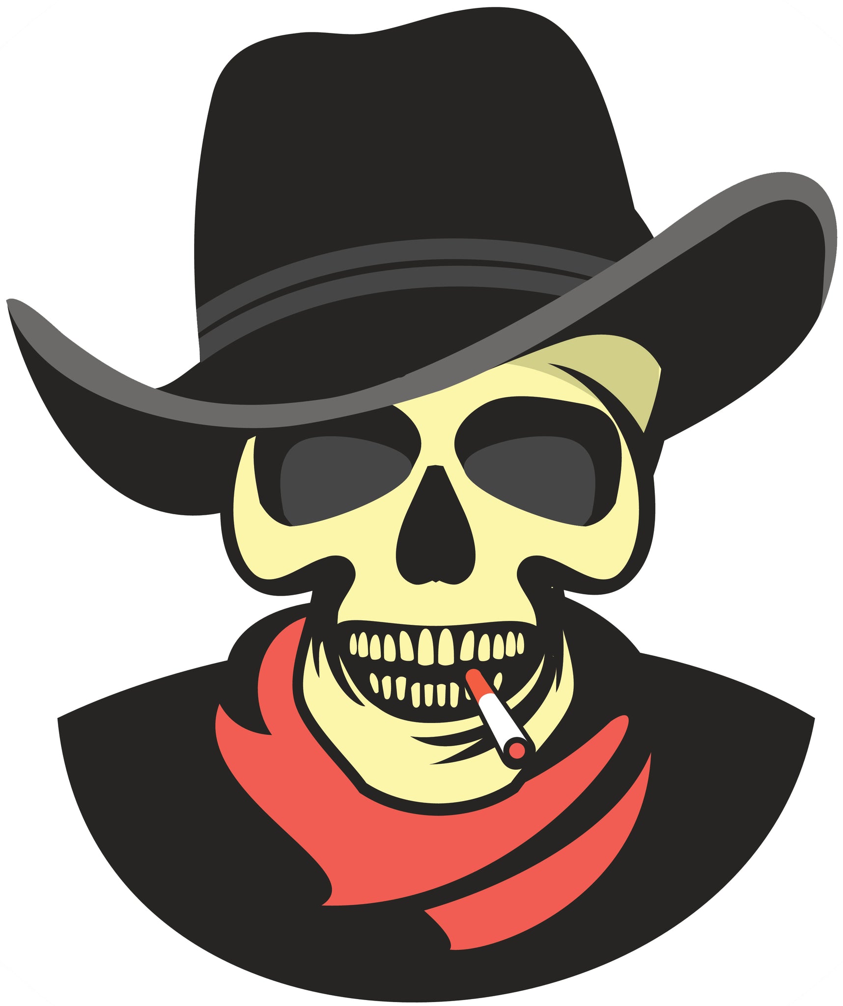 Cowboy Skull with Cigarette Vinyl Decal Sticker