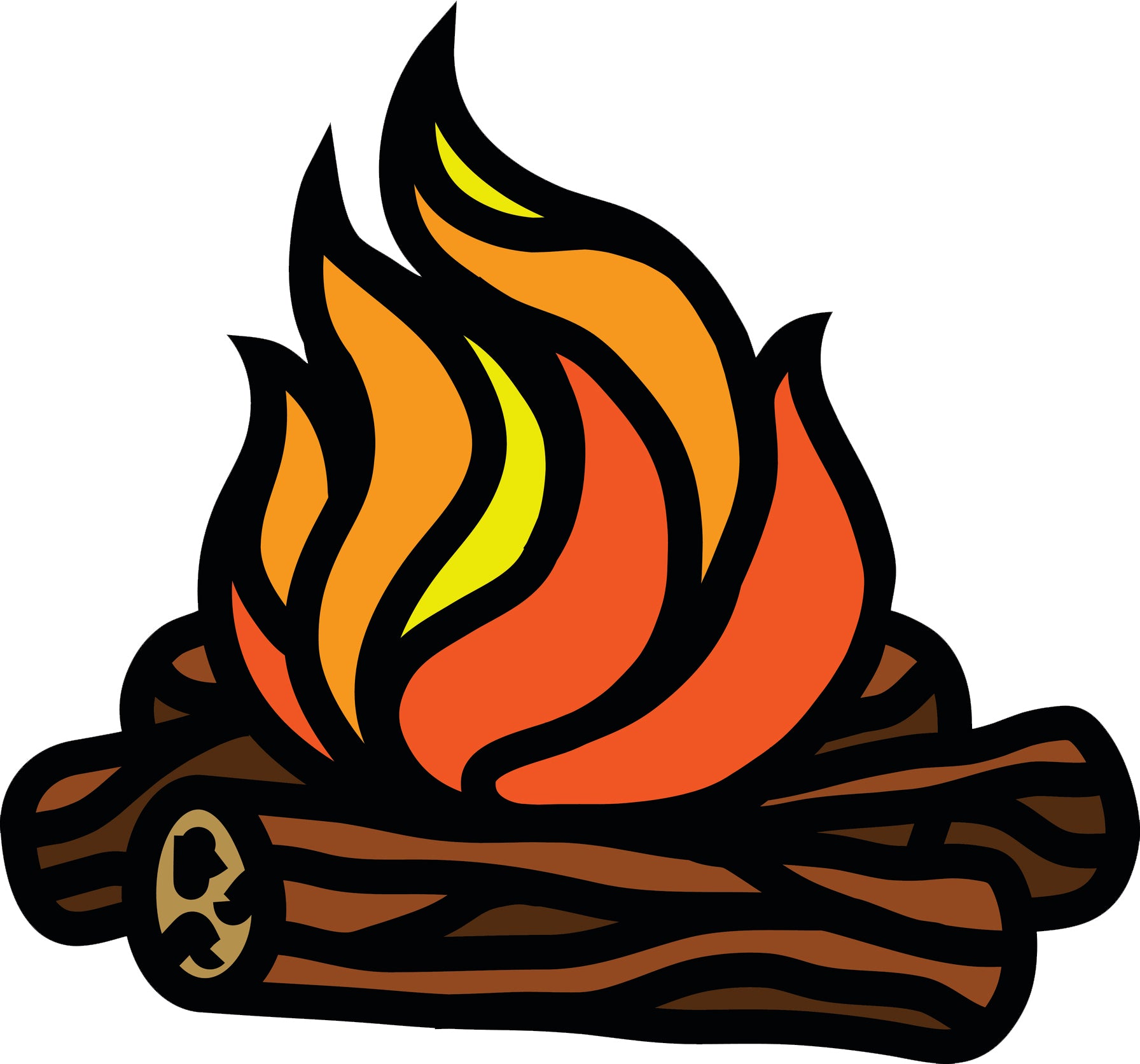 Cozy Camp Log Fire Cartoon Icon Vinyl Decal Sticker