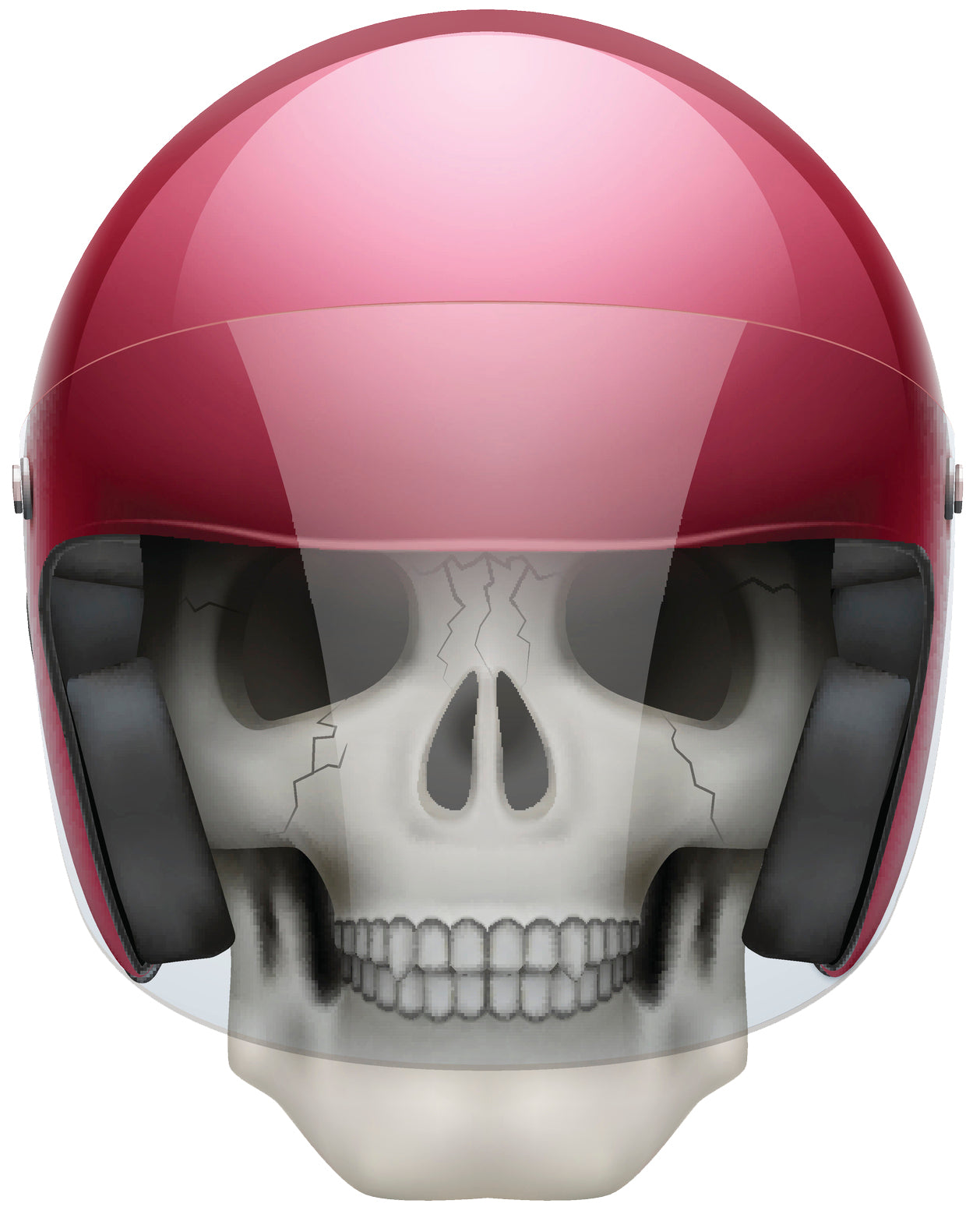 Cracked Skull in Red Helmet Cartoon Vinyl Decal Sticker
