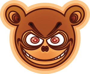 Creepy Angry Evil Bear Head Cartoon Emoji Vinyl Decal Sticker