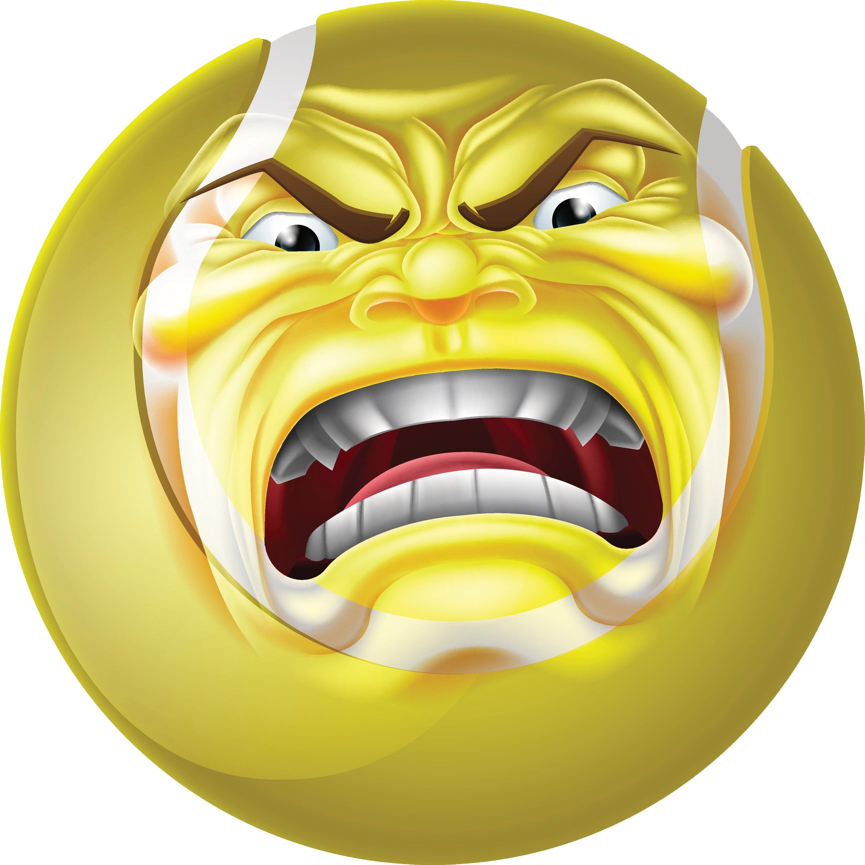 Creepy Angry Yellow Tennis Ball Cartoon Vinyl Decal Sticker
