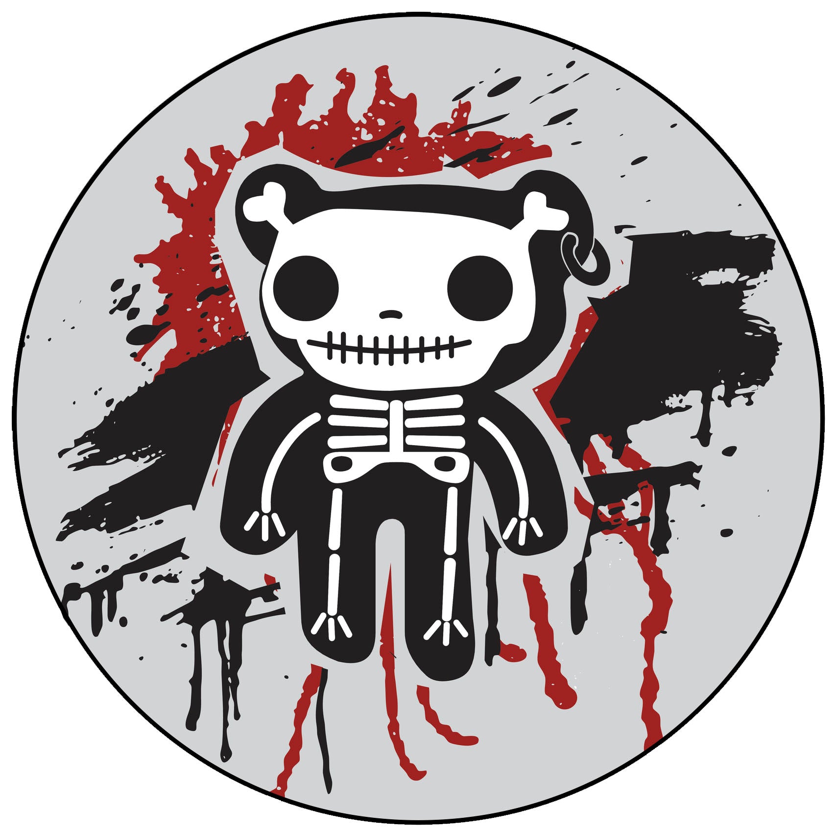 Creepy Bloody Teddy Bear Skeleton Icon Vinyl Decal Sticker