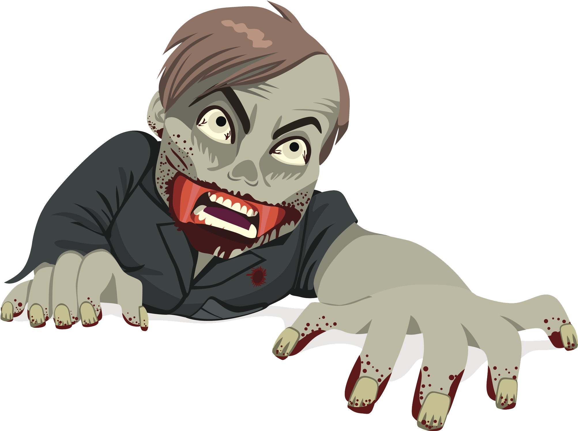 Creepy Climbing Gray Zombie Man Vinyl Decal Sticker