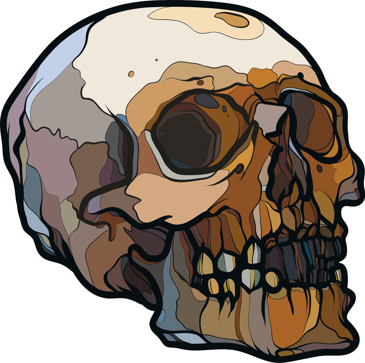 Creepy Halloween Aged Skeleton Skull Cartoon Vinyl Decal Sticker