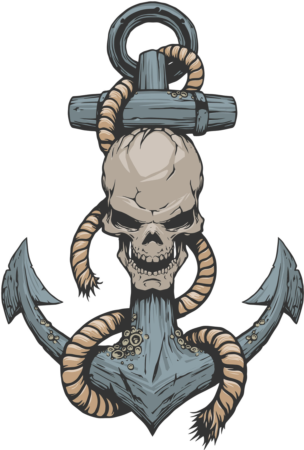 Creepy Old Sail Anchor with Skull Vinyl Decal Sticker
