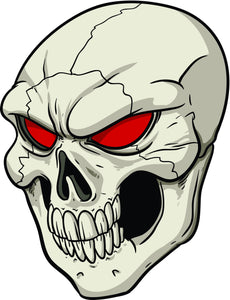 Creepy  Red Eyed Cracked Skull Cartoon Vinyl Decal Sticker