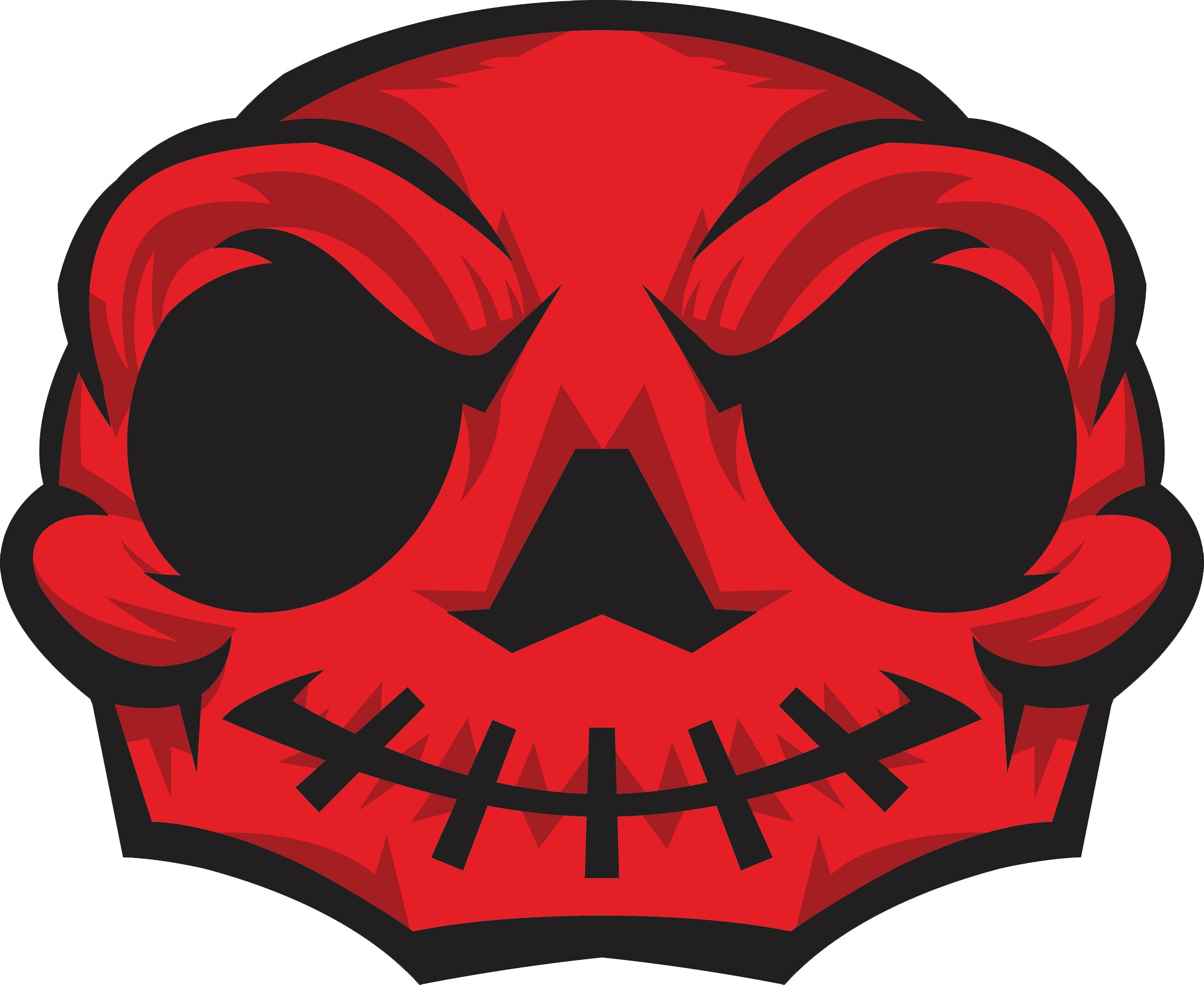 Creepy Red Skull Cartoon Icon Vinyl Decal Sticker