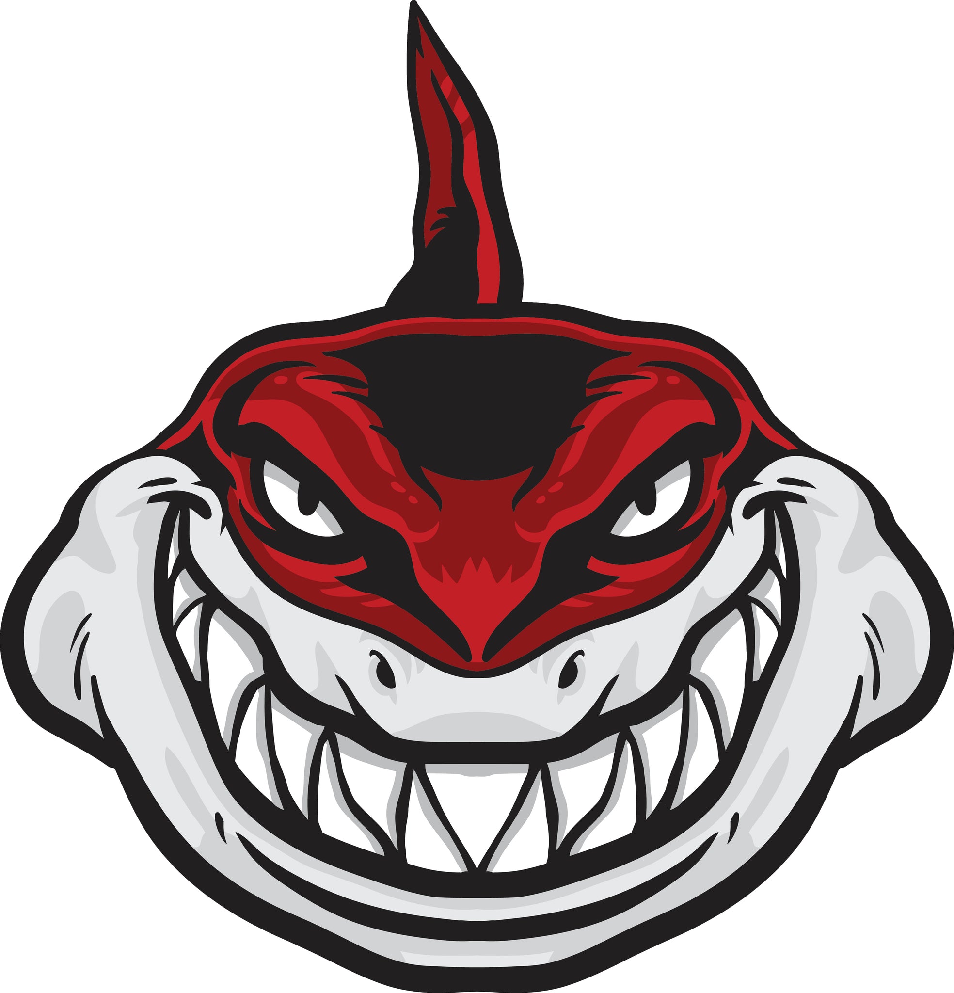 Creepy Scary Smiling Evil Shark - Red Vinyl Decal Sticker