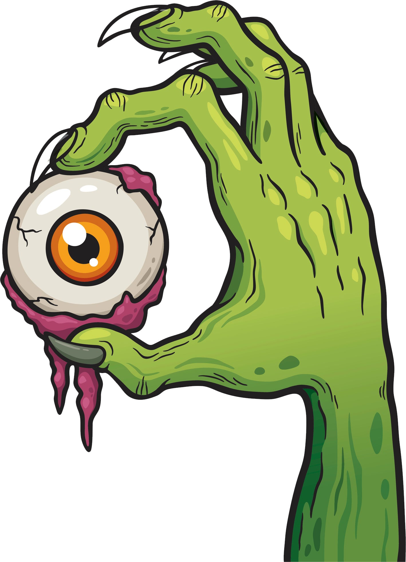 Creepy Scary Vintage Retro Monster Cartoon - Zombie Hand and Eye Vinyl Decal Sticker