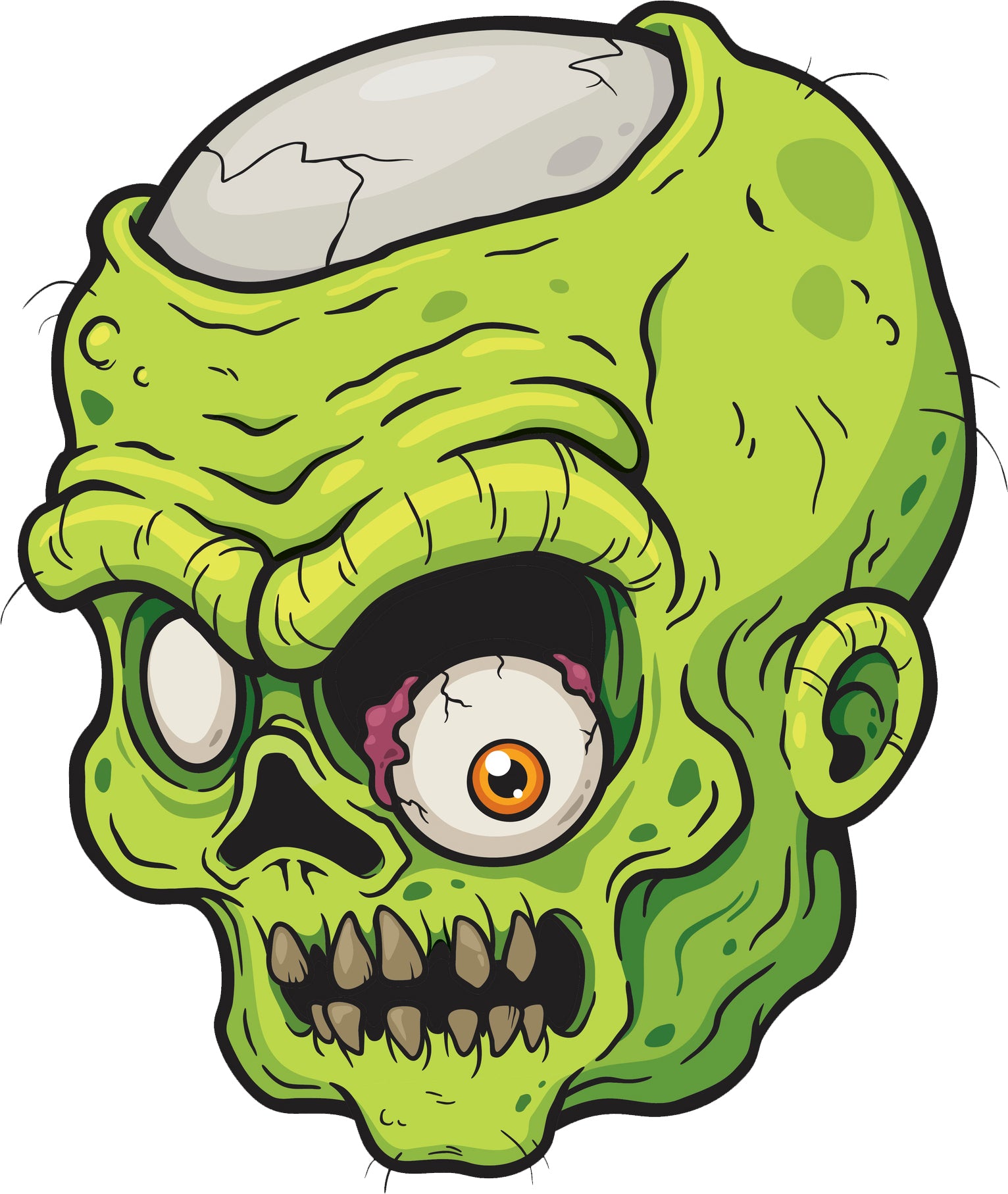 Creepy Scary Vintage Retro Monster Cartoon - Zombie Skull Vinyl Decal Sticker