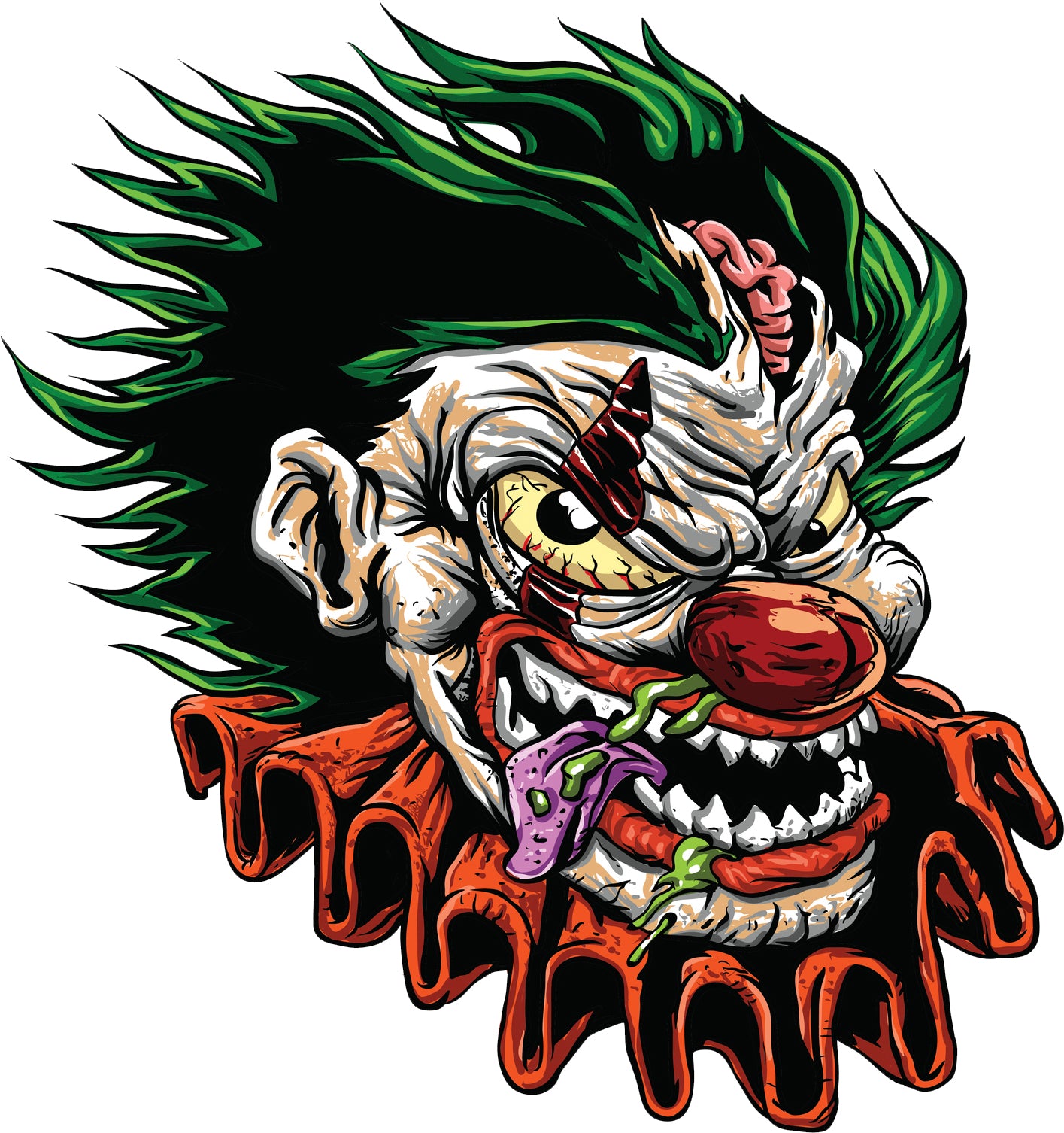Creepy Undead Dead Zombie Clown Cartoon Vinyl Decal Sticker