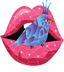Crystal Glass Style Lips and Queen Bird Vinyl Decal Sticker