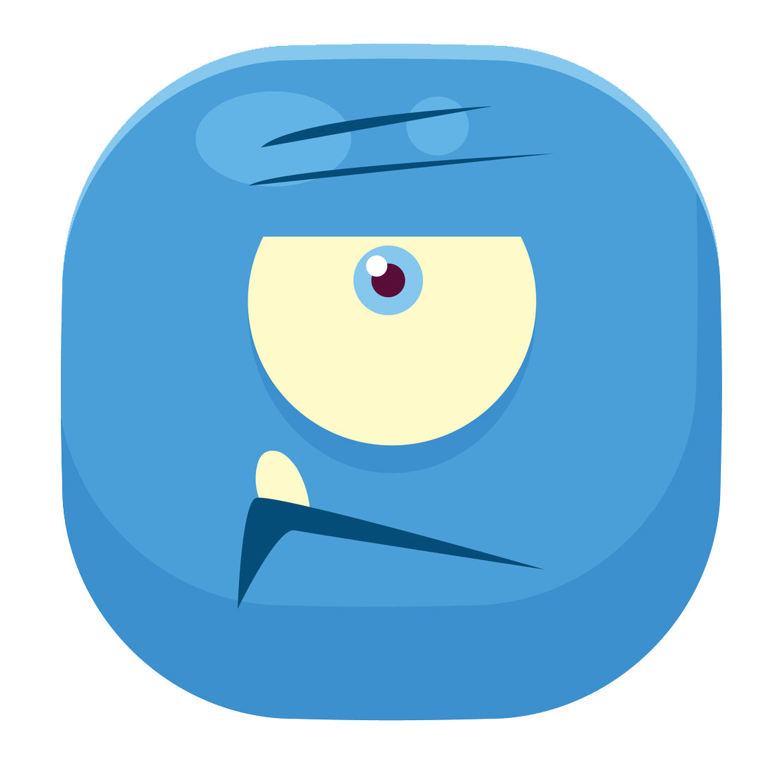 Cube Monster Cartoon Emoji - Blue Angry Cyclop Vinyl Decal Sticker